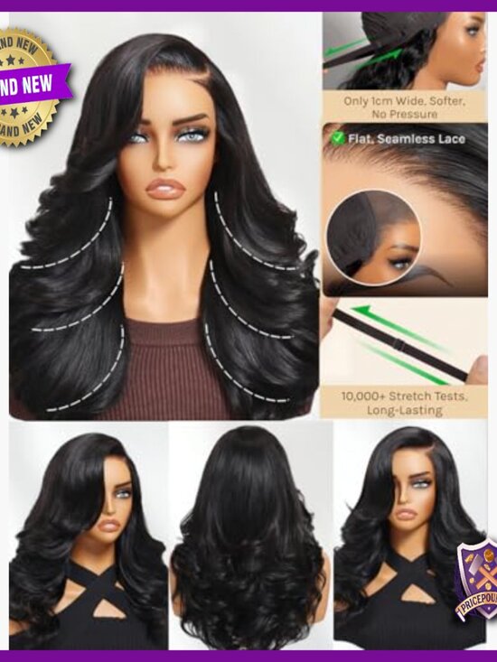 Human Hair Wig 20 Inch Loose Body Wave Pre Cut Lace Glueless No Slip main image 4